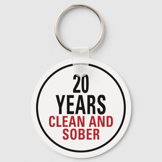 20 Years Clean and Sober Key Ring (Front)