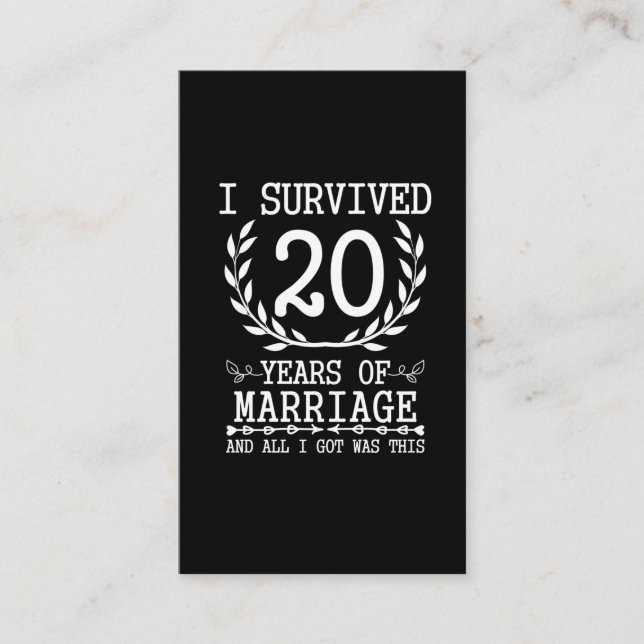 20 Years Husband Wife 20th Wedding Anniversary Business Card (Front)