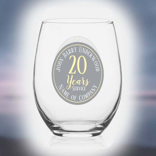20 Years Long Service Commemorative Company Stemless Wine Glass (Creator Uploaded)