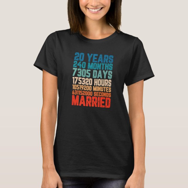 20 Years Married Husband Wife Wedding Anniversay T-Shirt (Front)
