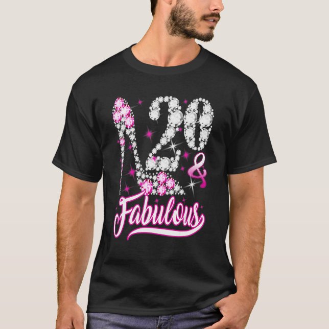 20 Years Old  20 & Fabulous 20th Birthday Pink Dia T-Shirt (Front)