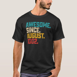 20 Years Old Awesome Since August 2002 20th Birth T-Shirt
