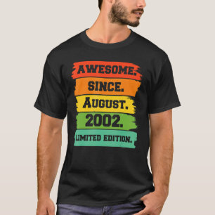 20 Years Old Awesome Since August 2002 20th Birth T-Shirt