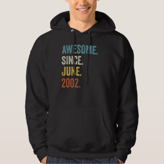 20 Years Old Awesome Since June 2002 20th Birthday Hoodie