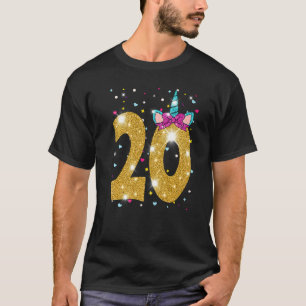 20 Years Old Girl Twentieth 20th Birthday Unicorn T-Shirt