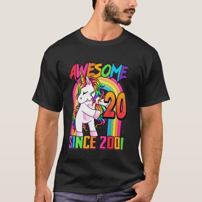 20 Years Old Unicorn Flossing 20th Birthday Girl U T-Shirt (Front)