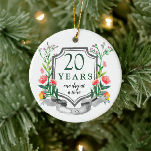 20 Years Sobriety Anniversary Personalised Sober Ceramic Tree Decoration