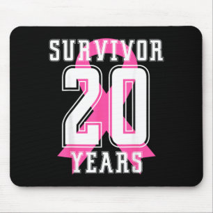 20 Years Survivor Breast Cancer Awareness Pink Mouse Mat