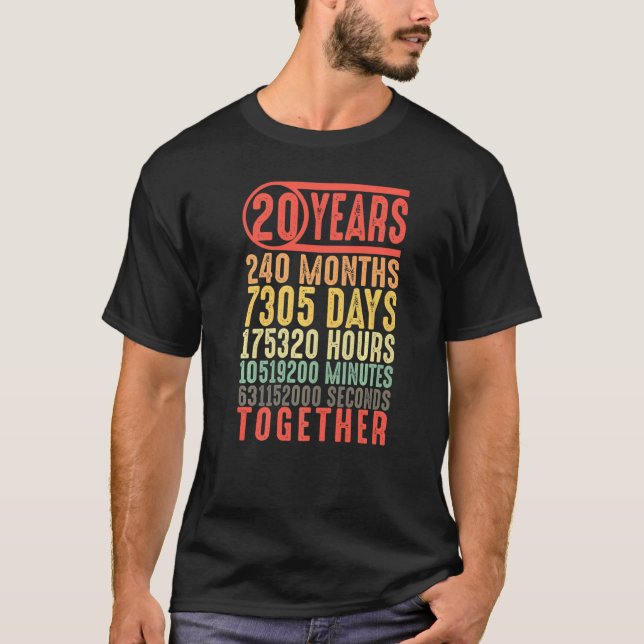 20 Years Together 20th Anniversary Married Couples T-Shirt (Front)