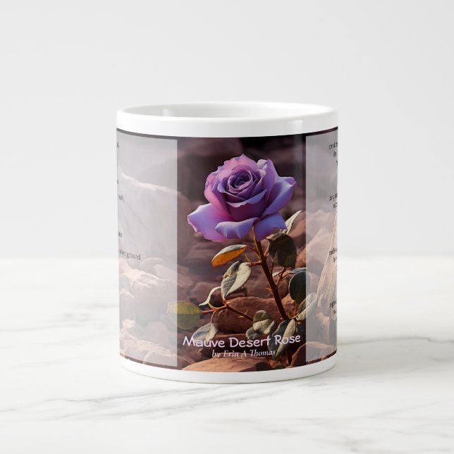 20oz Mug with poem 'Mauve Desert Rose' by EAT (Front)