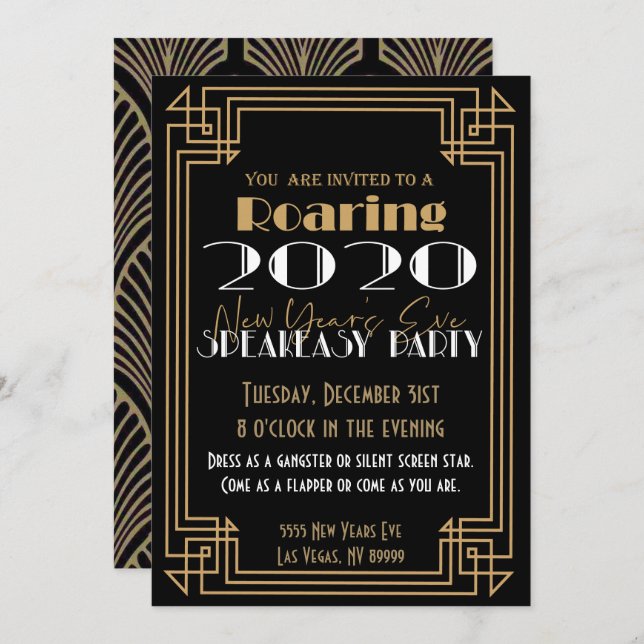 20s New Years Eve 2020 Party Invitation (Front/Back)