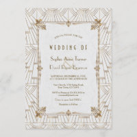 20s Royal Fleur-de-Lis Art Deco Gold White Wedding