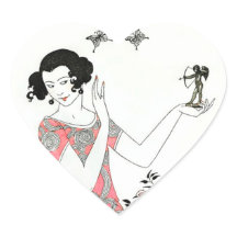 20s Vintage Fashion Illustration Cupid & Woman