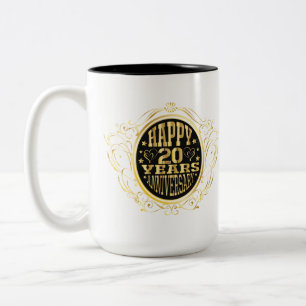 20th Anniversary add name date Two-Tone Coffee Mug