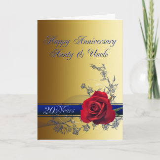 20th Anniversary card,Aunt & Uncle Card