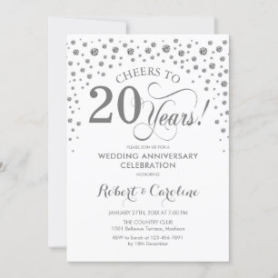 20th Anniversary Celebration - Silver White Invitation