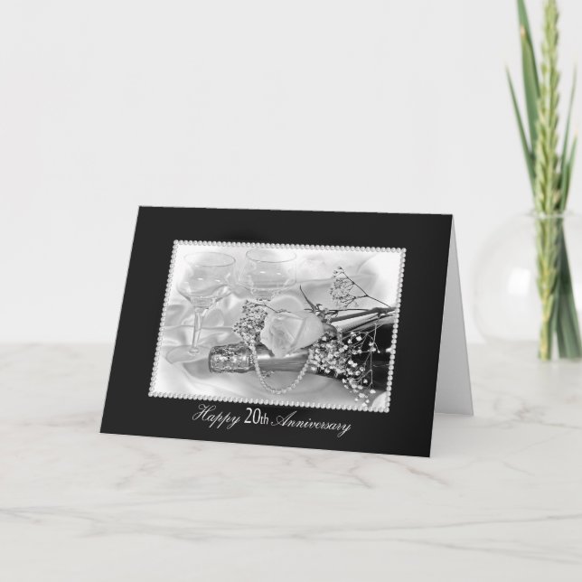 20th Anniversary champagne and roses Card (Front)