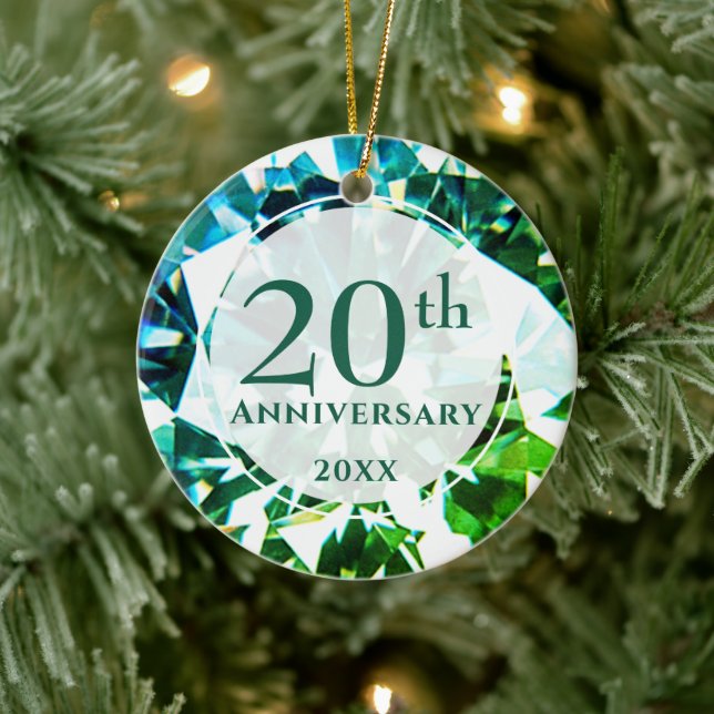 20th Anniversary Emerald Photo Personalized Ceramic Tree Decoration (Tree)