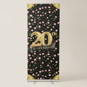 20th anniversary floral on black retractable banner