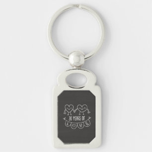 20th Anniversary Gift Chalk Hearts Key Ring