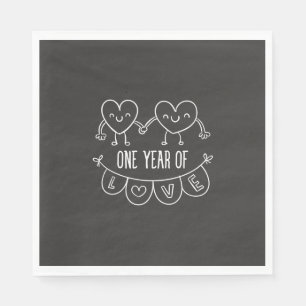 20th Anniversary Gift Chalk Hearts Napkin