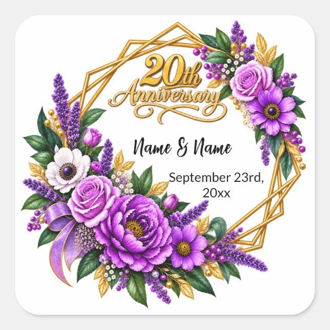 20th Anniversary Gift Square Sticker (Front)