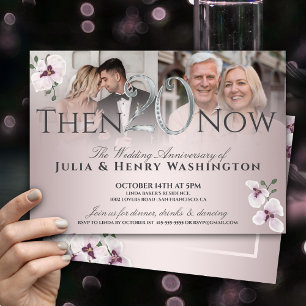 20th Anniversary Graceful Orchid Then And Now Invitation