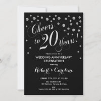 20th Anniversary Invitation in Black & Silver