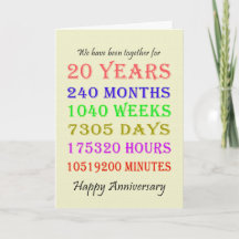 20th Anniversary Milestones Card