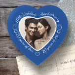 20th Anniversary of Marriage - Heart-Shaped Photo Paperweight<br><div class="desc">Twenty years together is a wonderful milestone to celebrate,  and what better way than adding a sweet or romantic photo of the lovely couple to the heart-shaped frame on this paperweight? An attractive blue surround will make sure it looks great on any desk or sideboard.</div>