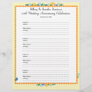 20th Anniversary Party Guest Book Sign-In Page