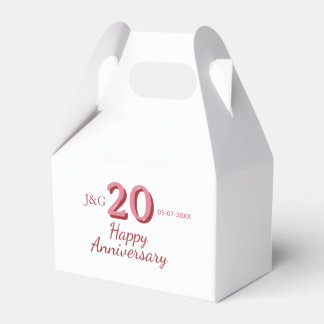 20th anniversary pink name date monogram bold favour box