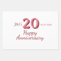 20th anniversary pink name date monogram bold