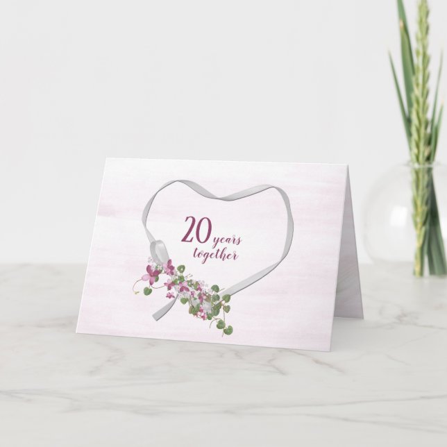 20th Anniversary Ribbon Heart Card (Front)