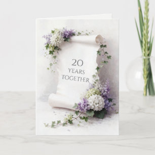 20th Anniversary Scroll with Floral Border Card