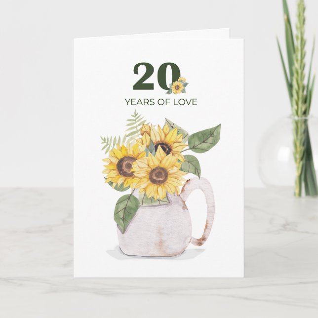 20th Anniversary Sunflowers Years Love Card (Front)