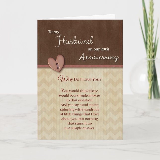 20th Anniversary to Husband Why Do I Love You? Card (Front)