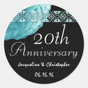 20th Anniversary TURQUOISE Rose Sticker