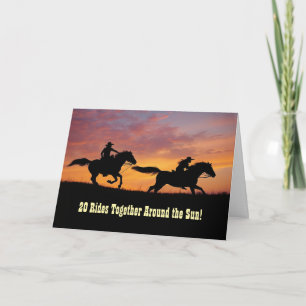 20th Anniversary with Cute Country Western Card