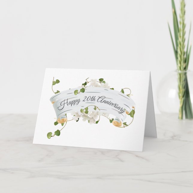 20th Anniversary with Ivy on Birch Scroll Card (Front)
