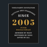 20th Birthday 2005 Black Gold Postcard<br><div class="desc">Elegant Black and Gold 20th Birthday Invitation - Create Your Own Personalised Design. Setting the stage for a remarkable celebration starts with the perfect invitation. Our elegant black and gold 20th birthday invitation is the perfect choice for this milestone event. Bathed in black for a touch of sophistication and adorned...</div>