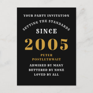 20th Birthday 2005 Black Gold Postcard
