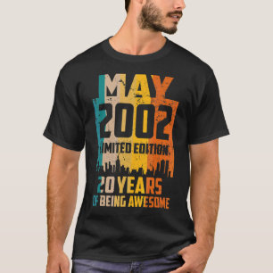20th Birthday 20 Years Awesome Since May 2002 Vint T-Shirt