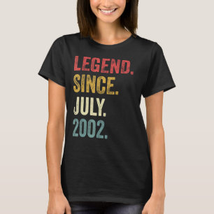 20th Birthday  20 Years Old Legend Since July 2002 T-Shirt