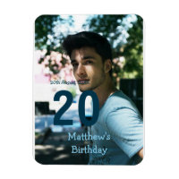 20th birthday add name photo date man blue white s