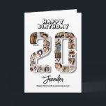20th Birthday Anniversary Number 20 Photo Collage Card<br><div class="desc">Celebrate 20th birthday or wedding anniversary with this printable photo collage. Choose your favourite photos for display. Customise the name, text and date to fit your occasion. This will be a lovely keepsake with personalised message to look back on with family and friends. If you need any other number as...</div>