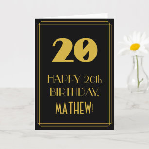 20th Birthday – Art Deco Inspired Look "20" & Name Card