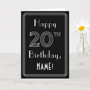 20th Birthday: Art Deco Style # 20 & Custom Name Card