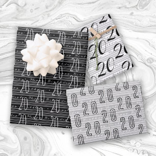 20th Birthday Black White Typography Numbers Wrapping Paper Sheet