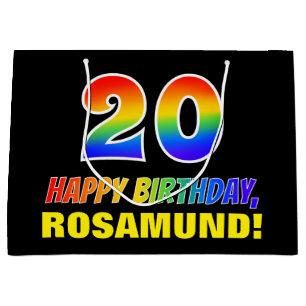20th Birthday: Bold, Fun, Simple, Rainbow 20 Large Gift Bag